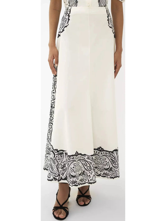 Paisley Printed Flared Skirt - Branna Couture