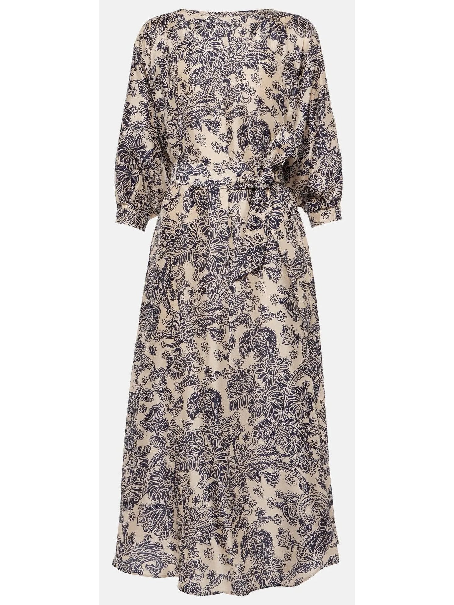 Paisley Printed Silk Midi Dress - Branna Couture