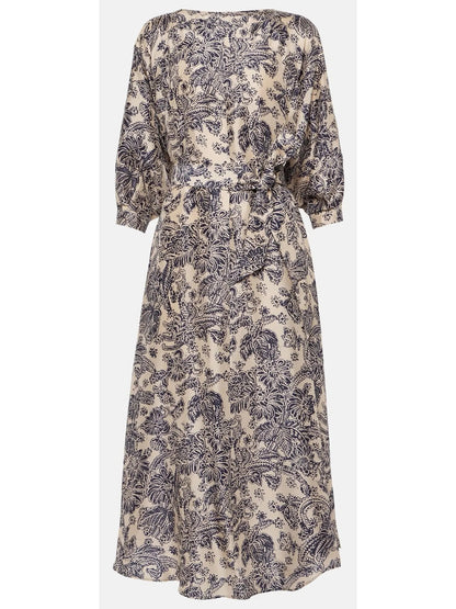 Paisley Printed Silk Midi Dress - Branna Couture