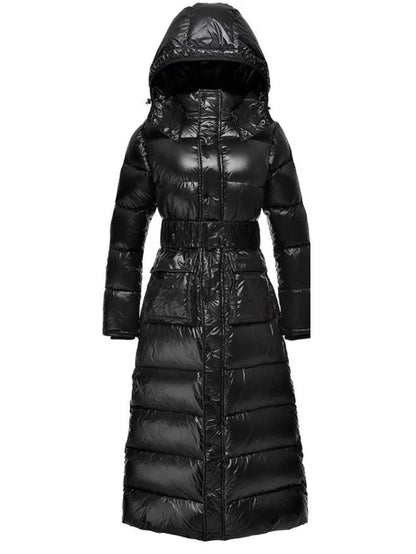 Paneled Puffer Coat with Removable Fur, Black - Branna Couture