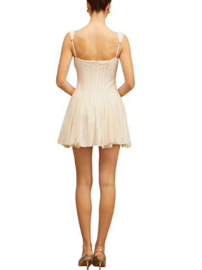 Pearl-Fringed Flared-Hem Mini Dress - Dresses