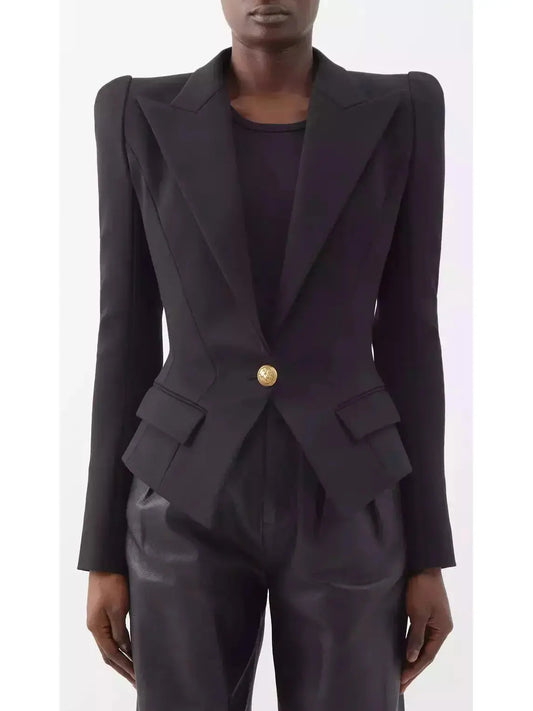 Peplum Crepe Slim-Fit Tailored Jacket - Branna Couture