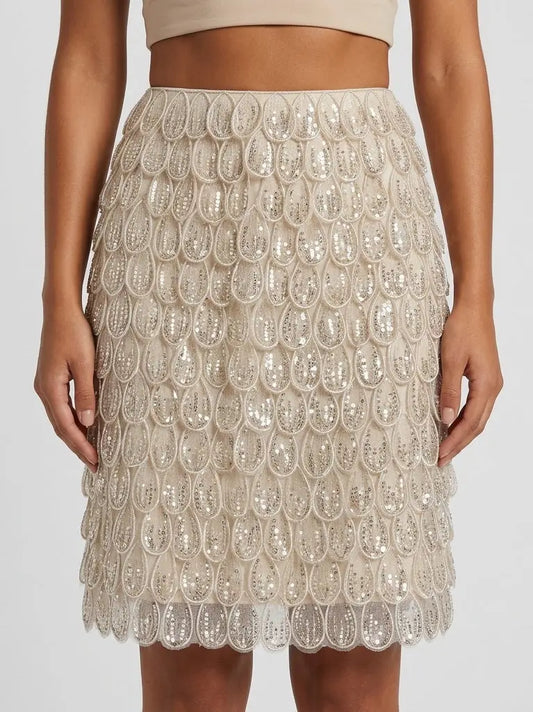 Petal Sequin Embellished Mini Skirt - Small - Skirts