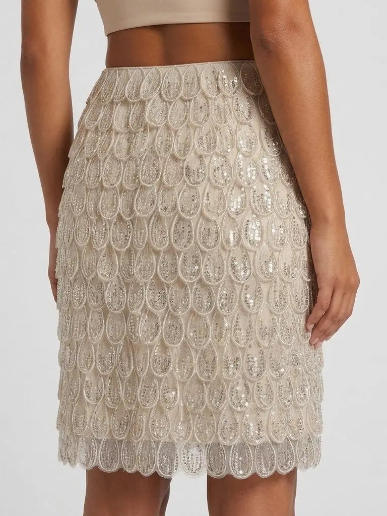 Petal Sequin Embellished Mini Skirt - Skirts