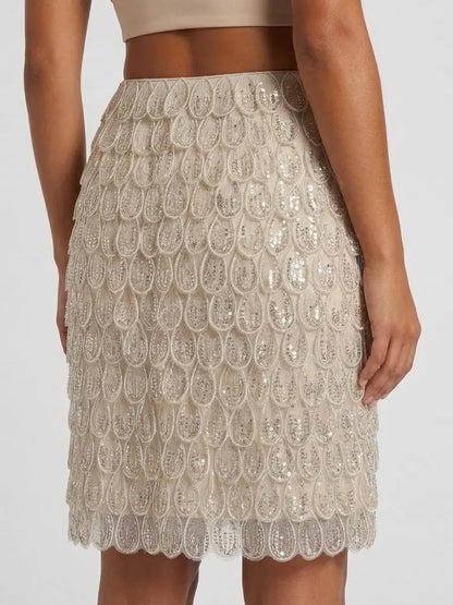 Petal Sequin Embellished Mini Skirt - Skirts
