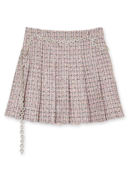 Pink Tweed Fur-Cuff Jacket and Skirt Set - Suits & Sets