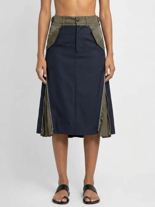 Asymmetrical Cargo-Pocket Nylon Skirt - Small - Skirts