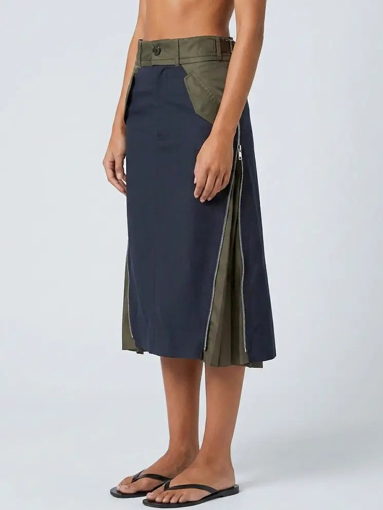 Asymmetrical Cargo-Pocket Nylon Skirt - Skirts