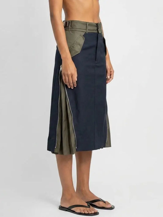 Asymmetrical Cargo-Pocket Nylon Skirt - Skirts