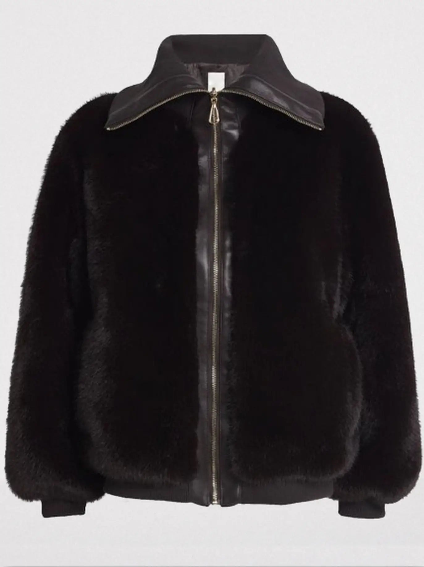 Plush Faux-Fur Zip-Front Jacket in Dark Brown - Jackets