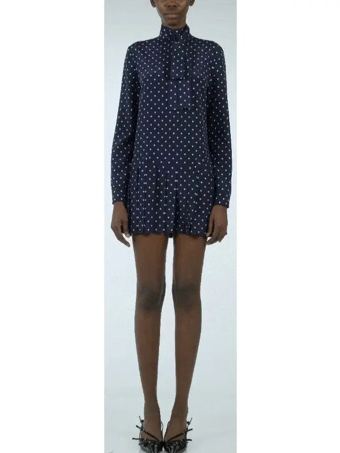 Polka-Dot Print Drop-Waist Mini Dress - Branna Couture