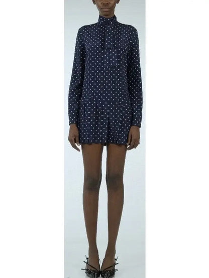 Polka-Dot Print Drop-Waist Mini Dress - Branna Couture