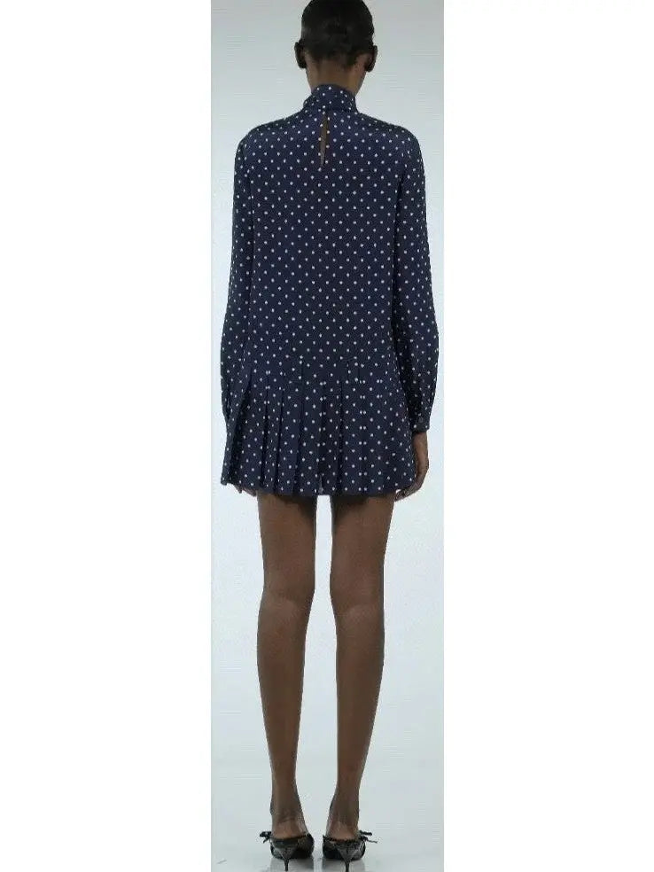 Polka-Dot Print Drop-Waist Mini Dress - Branna Couture