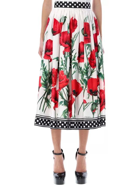 Poppy Print Midi Skirt - Branna Couture