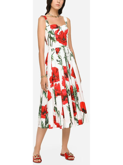 Poppy Print Poplin Bustier Sundress - Branna Couture