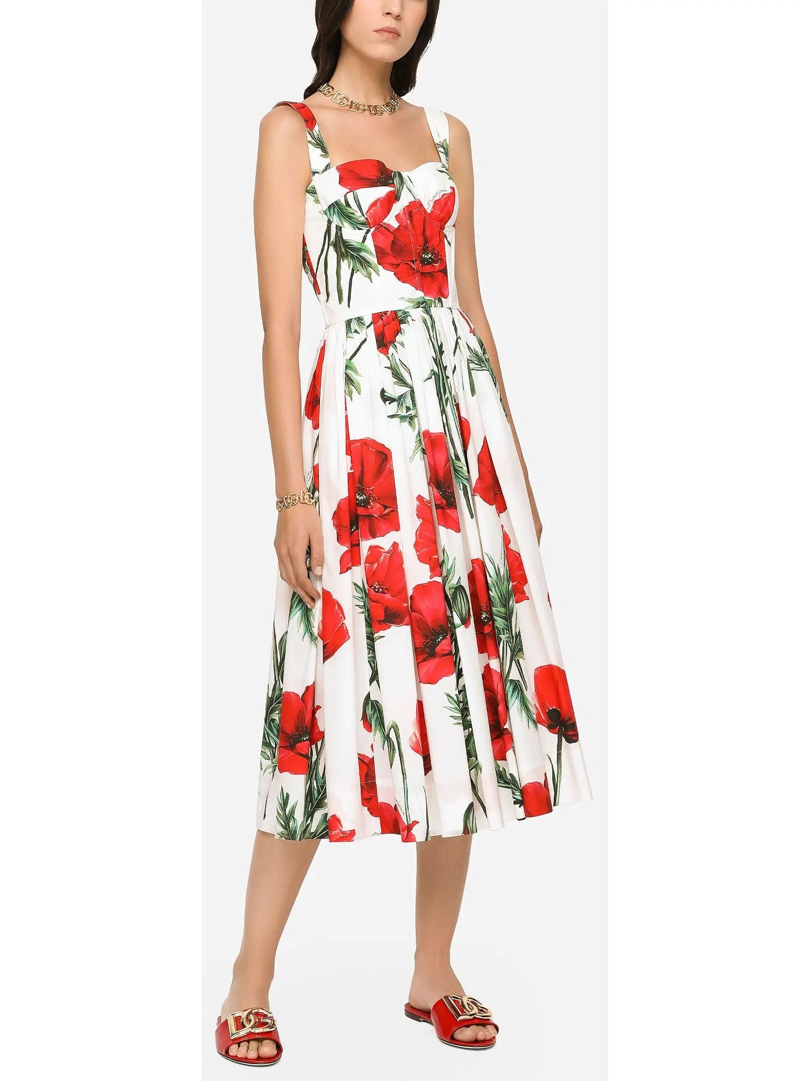 Poppy Print Poplin Bustier Sundress - Branna Couture