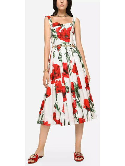 Poppy Print Poplin Bustier Sundress - Branna Couture