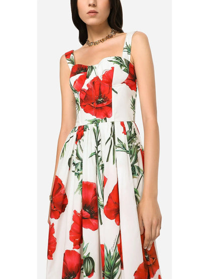 Poppy Print Poplin Bustier Sundress - Branna Couture