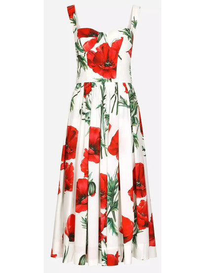 Poppy Print Poplin Bustier Sundress - Branna Couture