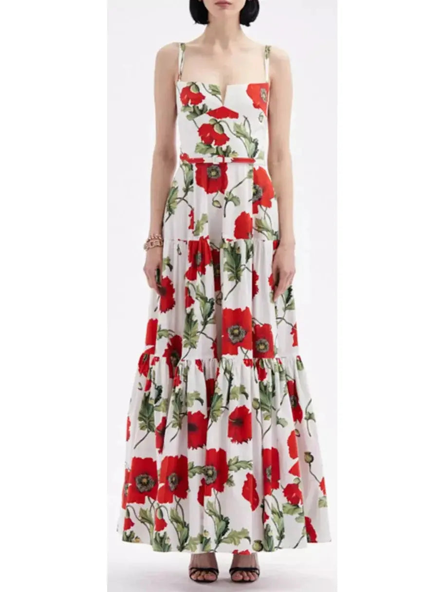 Poppy Printed Cotton Poplin Dress - Branna Couture