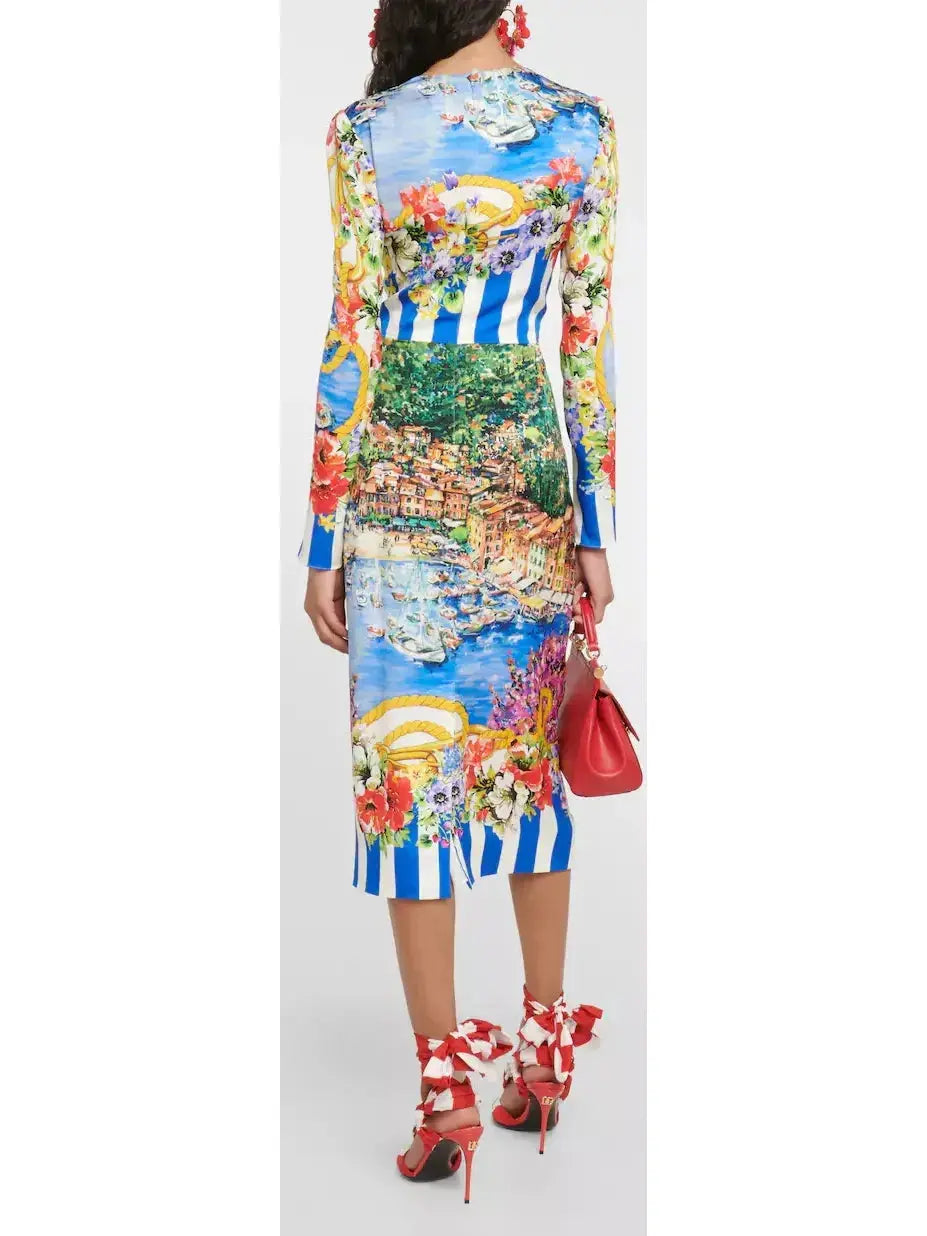 Portofino Printed Midi Dress - Branna Couture