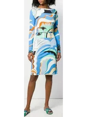 Printed Abstract Dress in Multicolor - Branna Couture