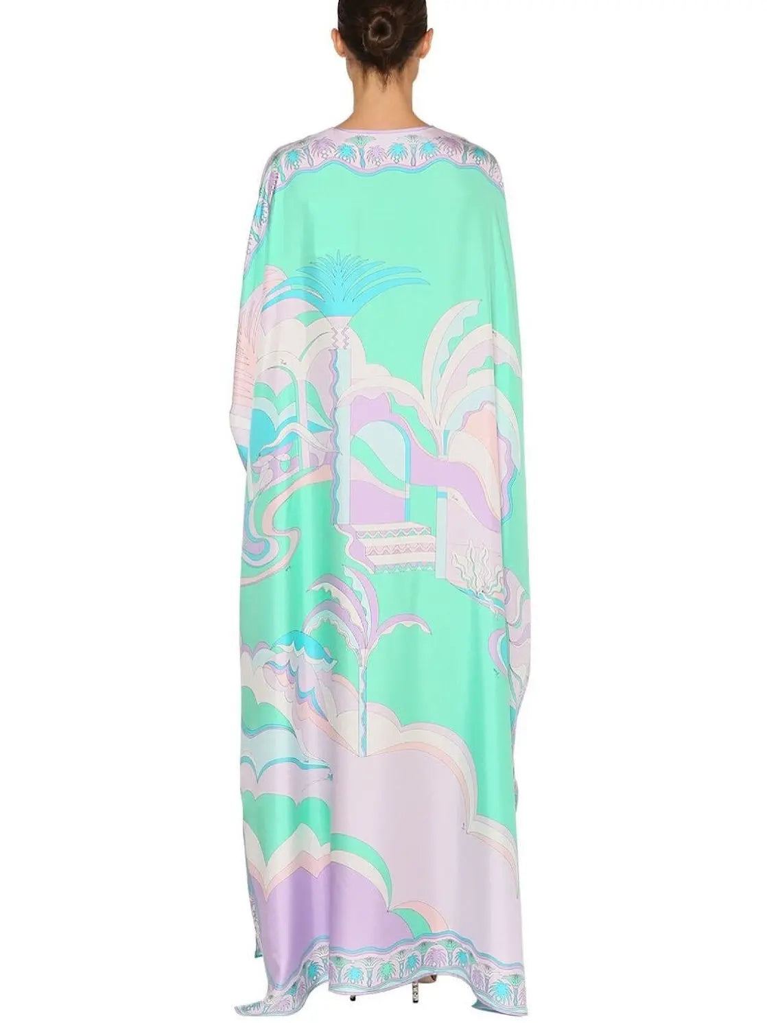 Printed Jersey Silk Kaftan Dress - Branna Couture