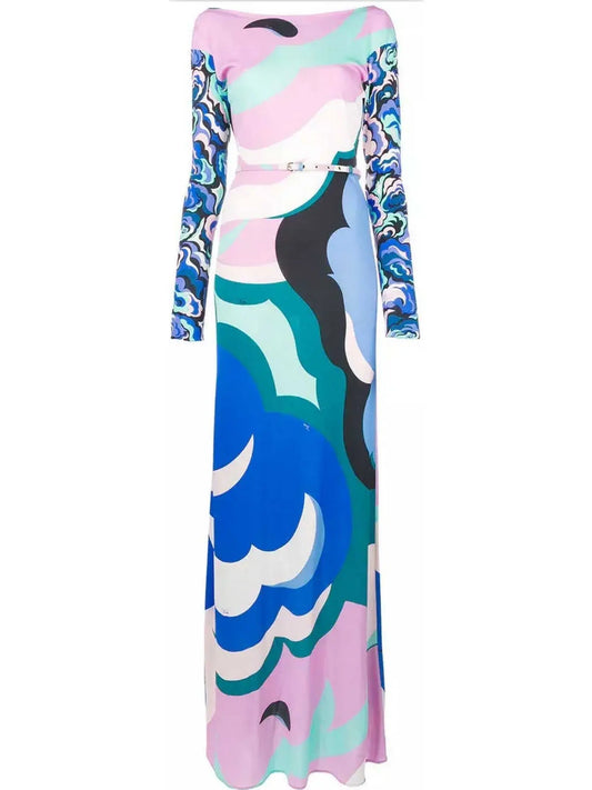 Printed Jersey Silk Maxi Dress - Branna Couture