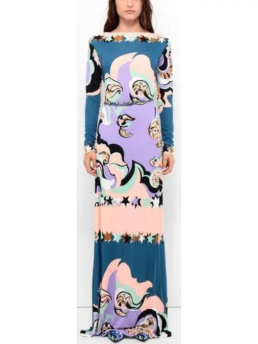 Printed Jersey Silk Maxi Dress - Branna Couture