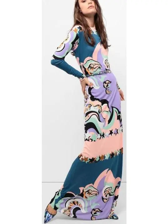 Printed Jersey Silk Maxi Dress - Branna Couture