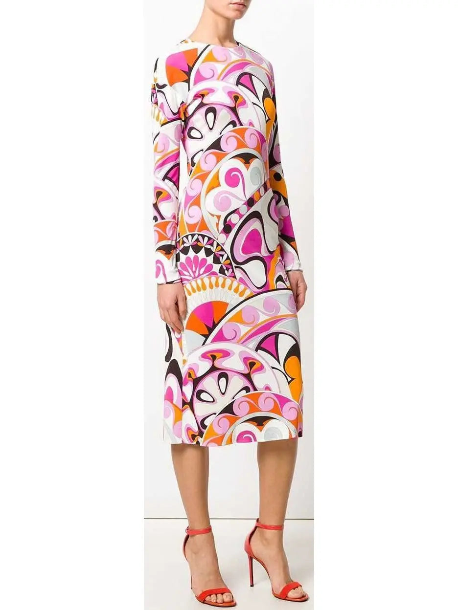 Printed Long-Sleeve Dress - Branna Couture