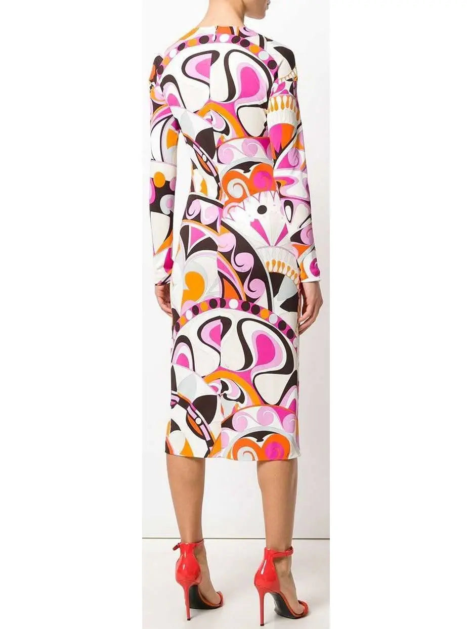 Printed Long-Sleeve Dress - Branna Couture