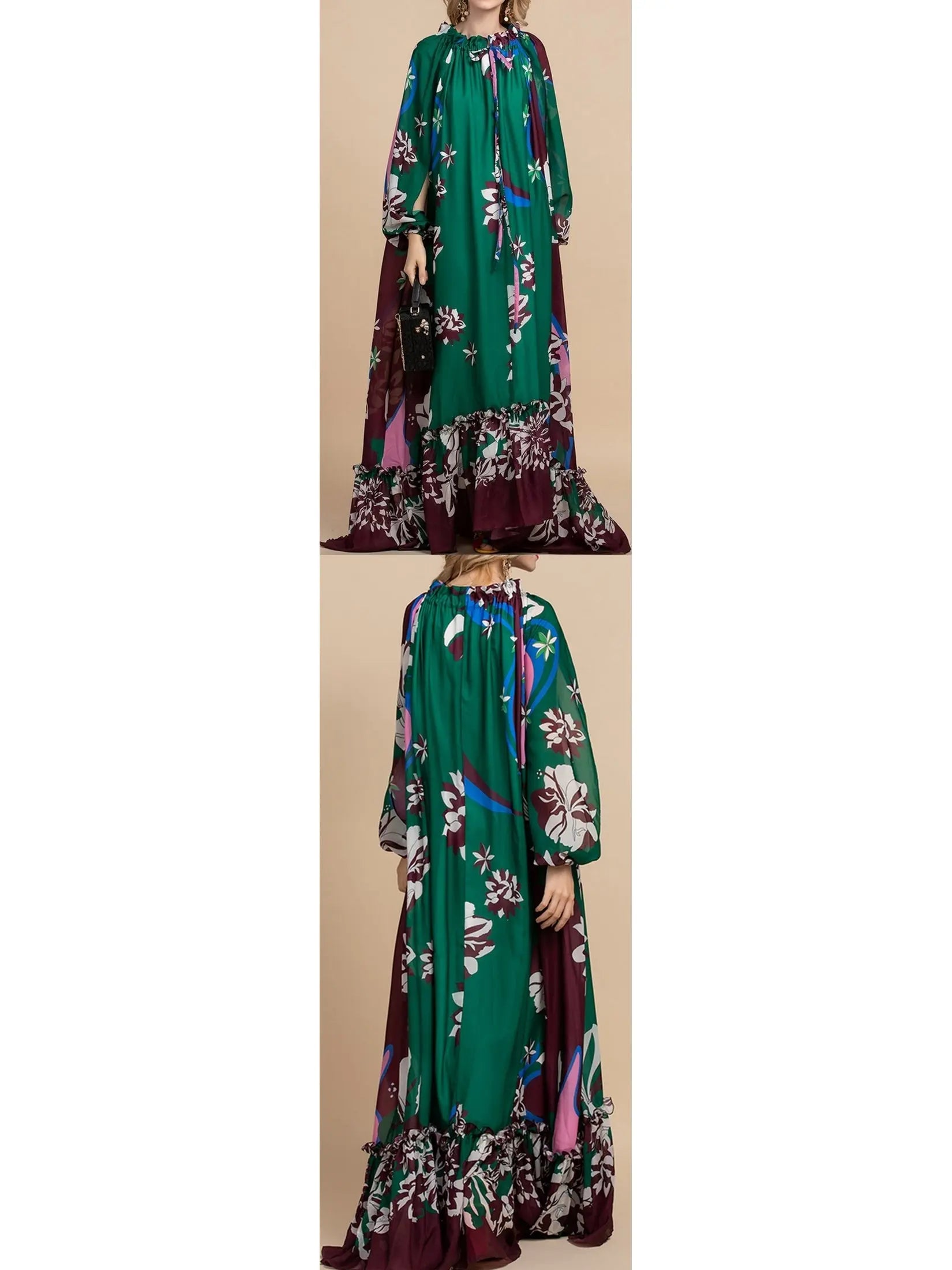 Printed Maxi Kaftan Dress - Branna Couture