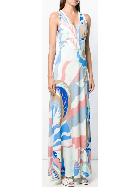 Printed Silk-Blend Maxi Dress - Branna Couture