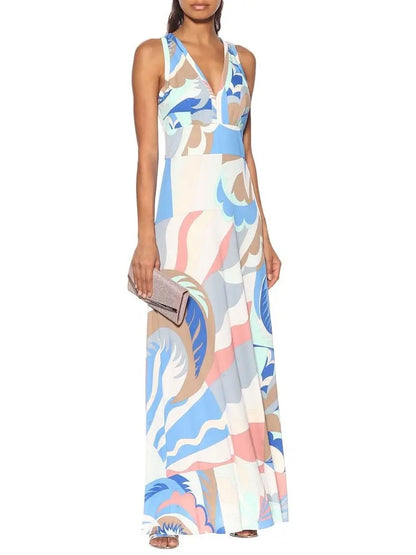 Printed Silk-Blend Maxi Dress - Branna Couture