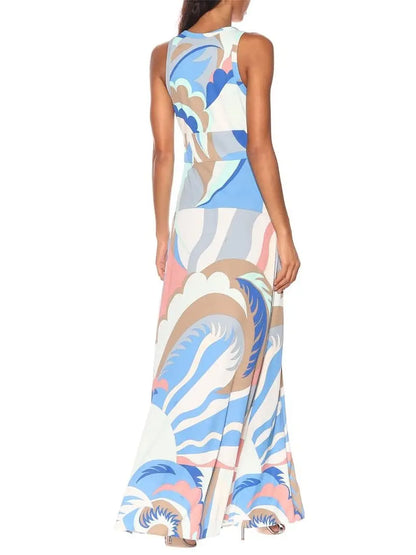 Printed Silk-Blend Maxi Dress - Branna Couture