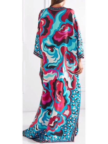 Printed Silk-Satin Twill Kaftan - Branna Couture