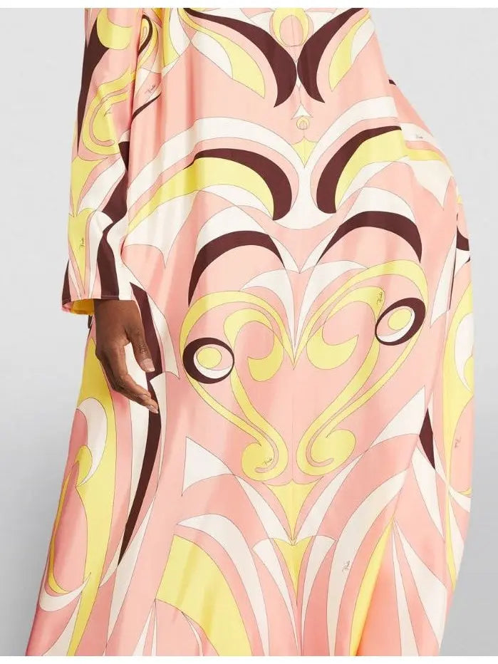 Printed Silk Twill Kaftan Dress - Branna Couture