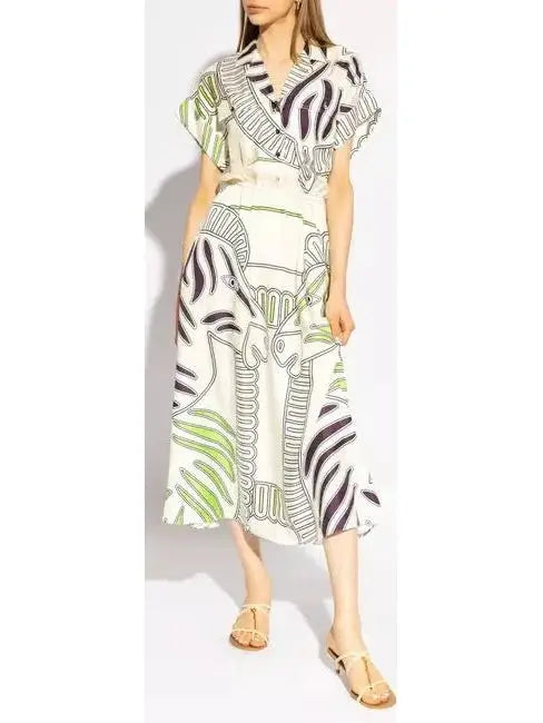 Printed Silk Twill Shirt Dress - Branna Couture