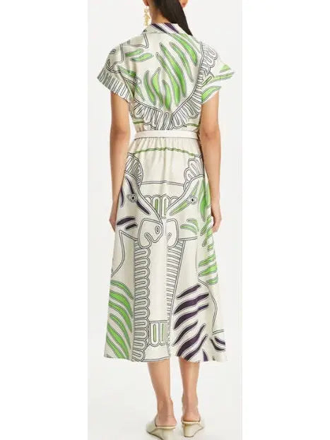 Printed Silk Twill Shirt Dress - Branna Couture