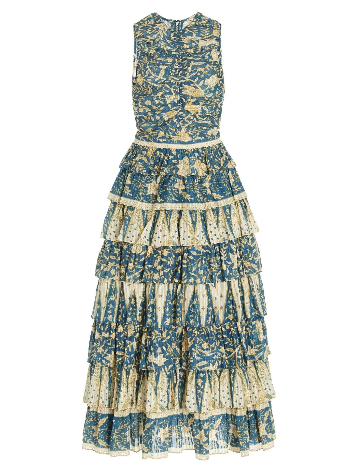 Printed Tiered Cotton-Blend Midi Dress - Branna Couture