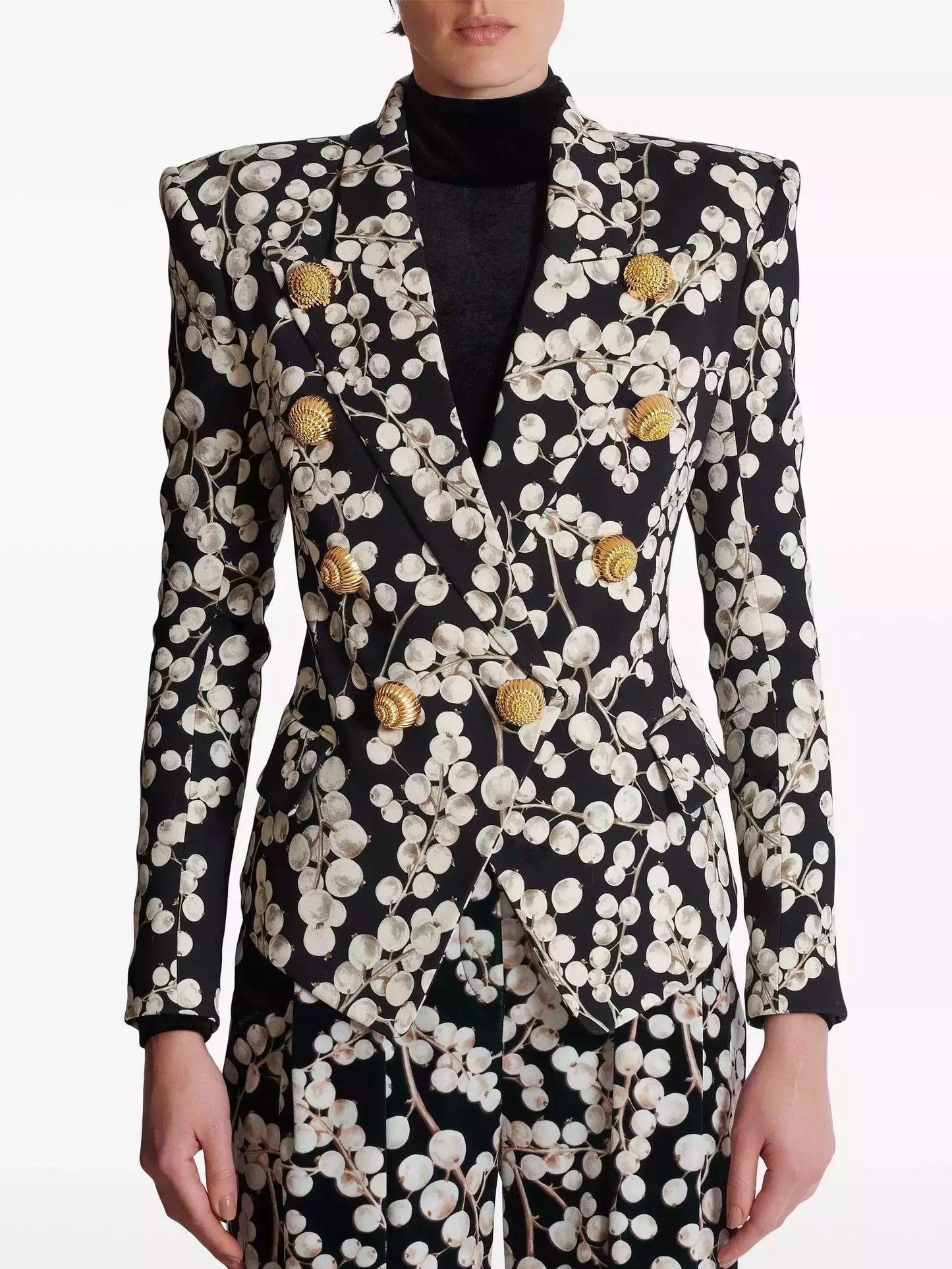 Printed Double-Breasted Fitted Blazer Branna Couture