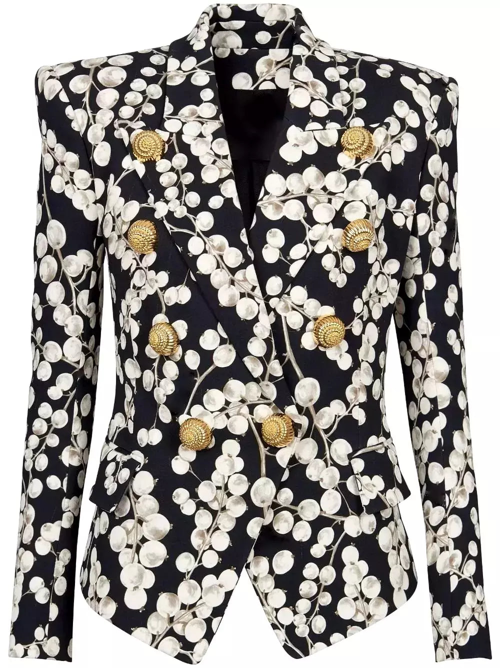 Printed Double-Breasted Fitted Blazer Branna Couture