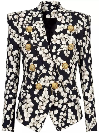 Printed Double-Breasted Fitted Blazer Branna Couture