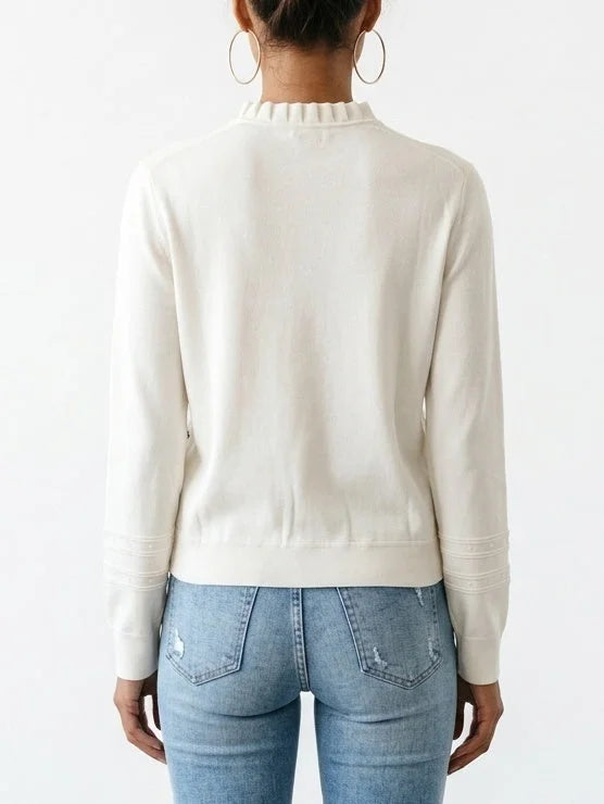 Printed Silk Blend Cardigan with Drawstring Detail - Sweaters & Knitwear