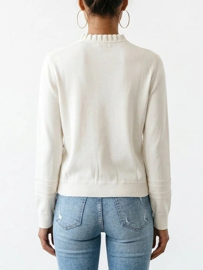 Printed Silk Blend Cardigan with Drawstring Detail - Sweaters & Knitwear