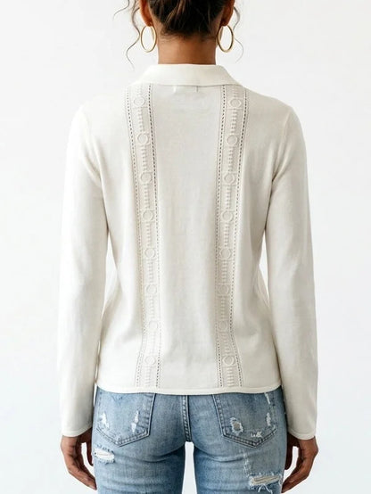 Printed Silk Cashmere Zip Front Cardigan Sweater - Sweaters & Knitwear