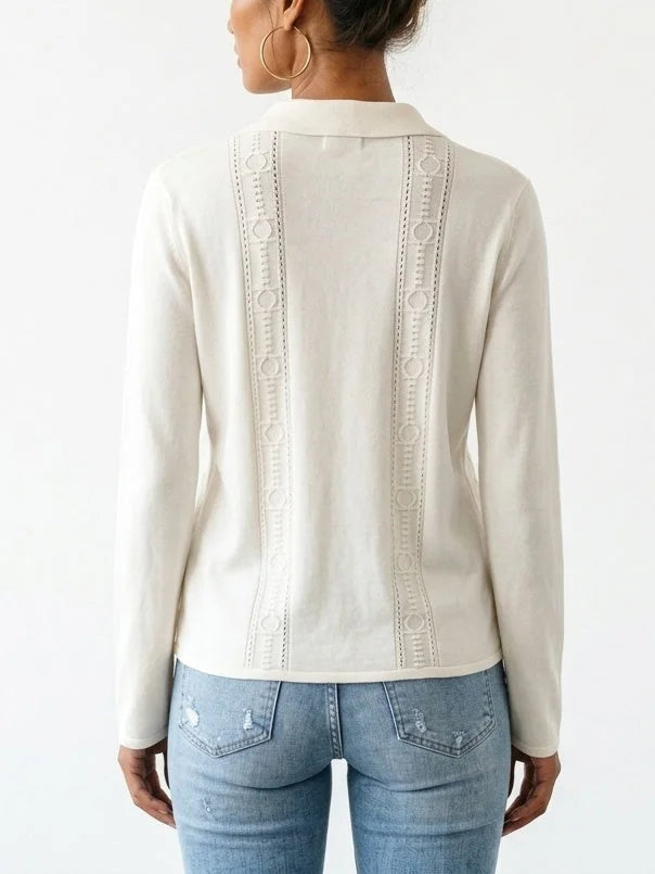 Printed Silk Cashmere Zip Front Cardigan Sweater - Sweaters & Knitwear