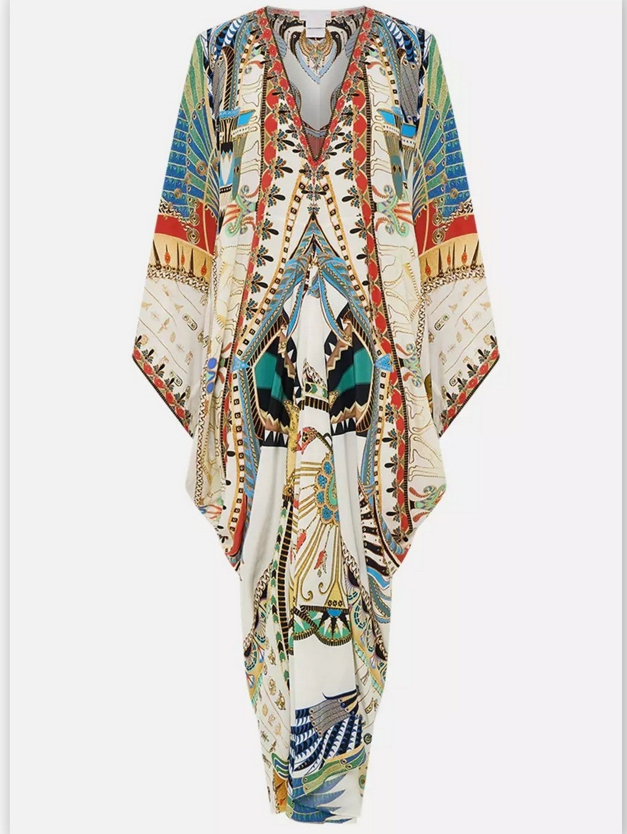 Printed V-Neck Kaftan Dress - Branna Couture