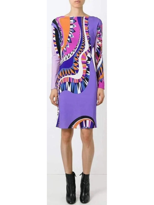 Psychedelic Abstract Printed Silk Dress - Branna Couture